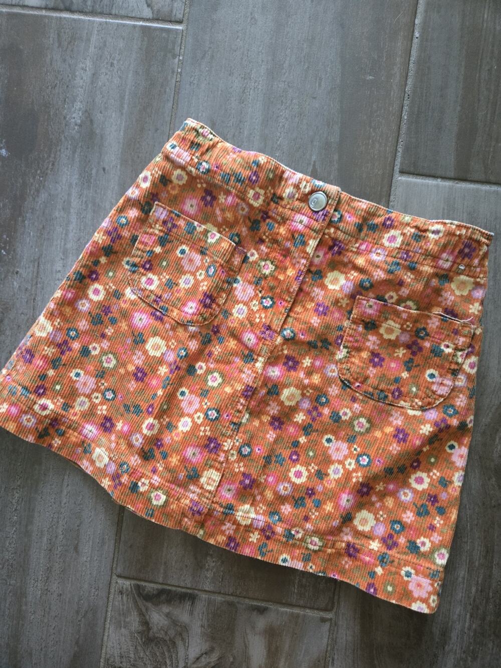Y2K Gymboree Girls Corduroy Floral Skirt Size 6 Adjustable Waist Cotton Retro